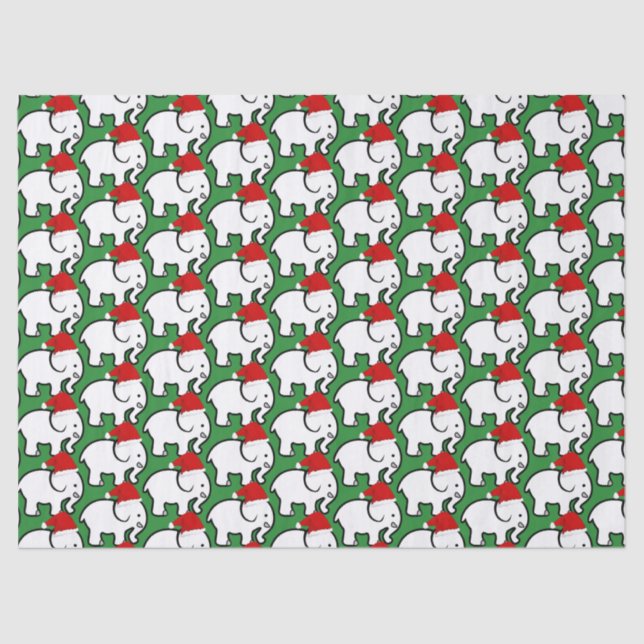 Papel De Seda White Elephant Santa Hat Tissue Paper (Frente )