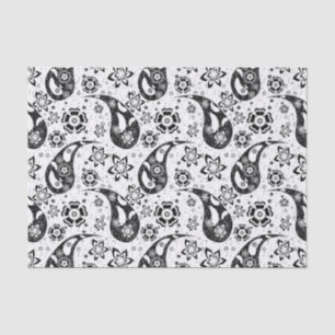 Papel De Seda White Floral Paisley Pattern Design
