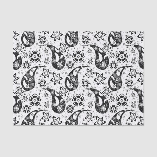 Papel De Seda White Floral Paisley Pattern Design (Frente )