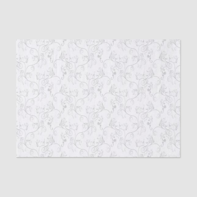 Papel De Seda White&Grey moderno macio nomeado Damasco (Frente )