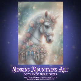 Papel De Seda White Horse Fantasy Animal Craft Decoupage