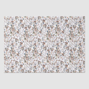 Papel De Seda White Leaves Berries Watercolor Floral Elegante