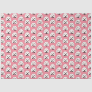 Papel De Seda White maltês Pooch Girassol Tecido Rosa