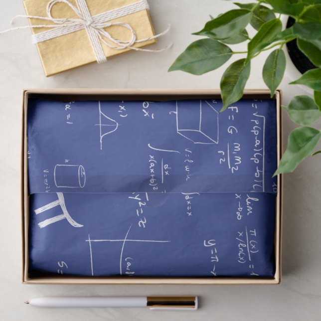 Papel De Seda White Mathematic Formulas Equations Blue (Presente)