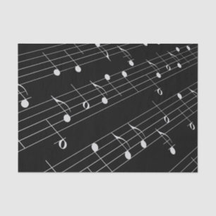 Papel De Seda White Music Notes sobre o Livro dos Tecidos Pretos