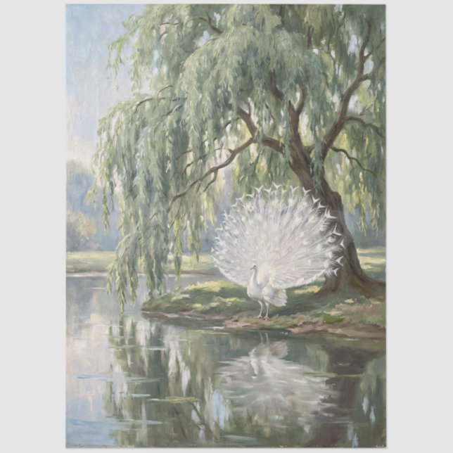 Papel De Seda White Peacock by the Willow Decoupage (Frente )