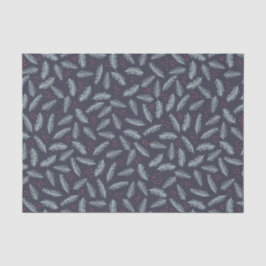 Papel De Seda White Pine Boughes Feather Holly Berries Natal