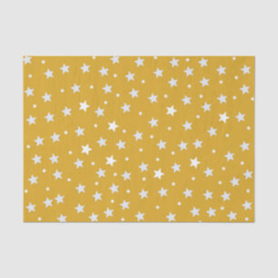 Papel De Seda White Stars on Color Dourado