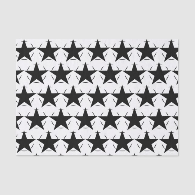 Papel De Seda White Stars Preto (Frente )