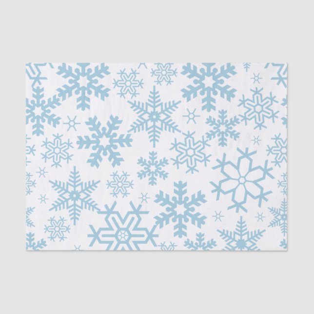 PAPEL DE SEDA WHITE WITH BLUE WINTER SNOWFLAKES (Frente )
