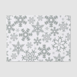 PAPEL DE SEDA WHITE WITH GREEN WINTER SNOWFLAKES