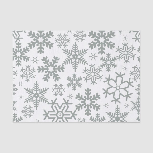 PAPEL DE SEDA WHITE WITH GREEN WINTER SNOWFLAKES (Frente )