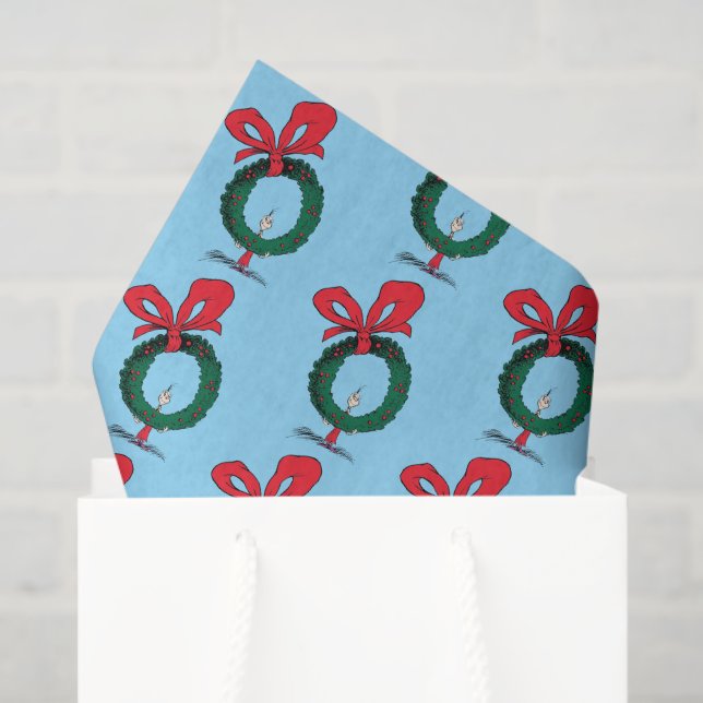 Papel De Seda Who Peeking Through Christmas Wreath (Sacola de presentes)