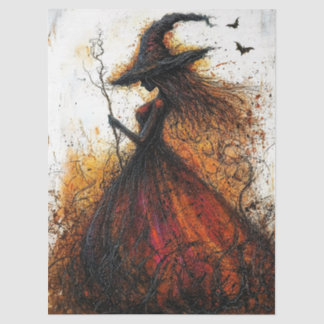 Papel De Seda Wicked Witch in Red with Bats Decoupage