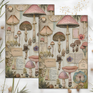 PAPEL DE SEDA WILD MUSHROOMS POSTER DECOUPAGE