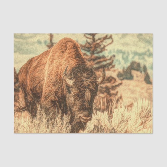Papel De Seda Wild Woodland Bison (Frente )