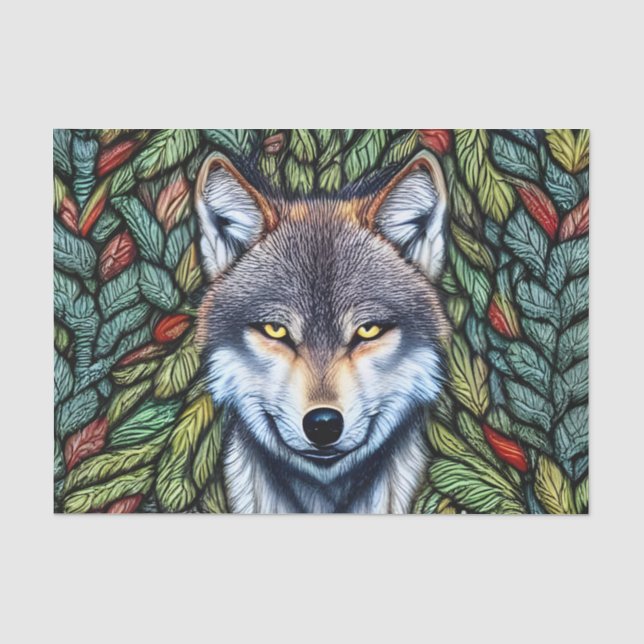 Papel De Seda Wilderness Woodland Predator Wolf (Frente )