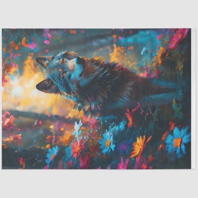 Papel De Seda Wildflower Wolf (Frente )