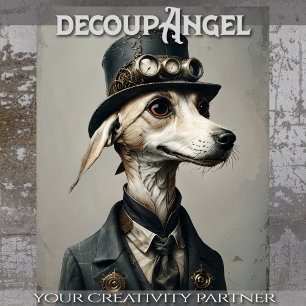 Papel De Seda William - Cachorro Dapper com Hat - Decoupage -