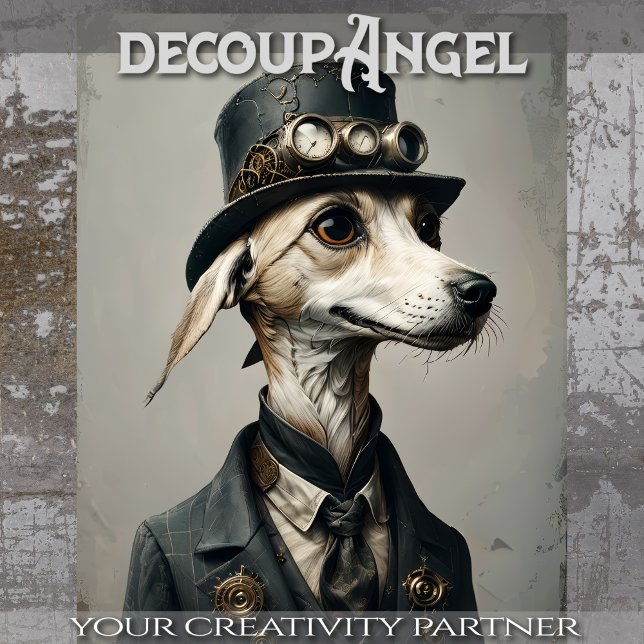 Papel De Seda William - Cachorro Dapper com Hat ​- Decoupage - (Criador carregado)