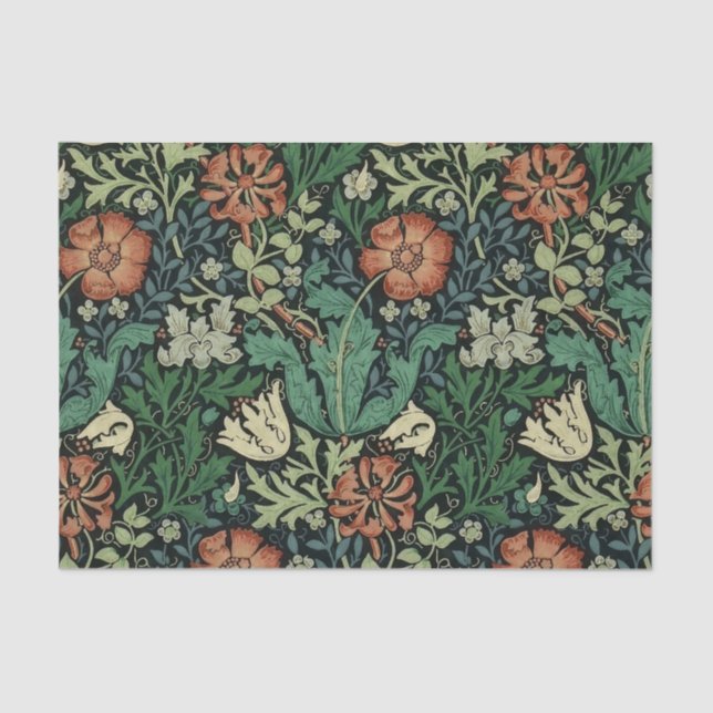 Papel De Seda William Morris Compton Floral Art Nouveau Pattern (Frente )