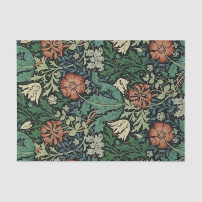 Papel De Seda William Morris Compton Floral Art Nouveau Pattern (Frente )