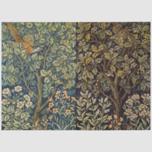 Papel De Seda William Morris Faisão Pássaro Árvore Flor