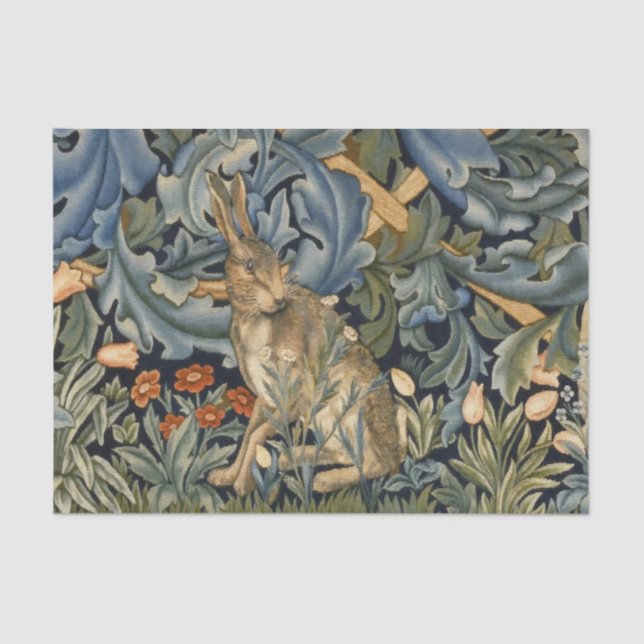Papel De Seda William Morris Forest Rabbit Floral Art Nouveau (Frente )