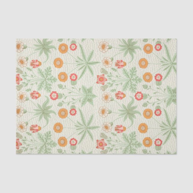 Papel De Seda William Morris Green Flower Design (Frente )