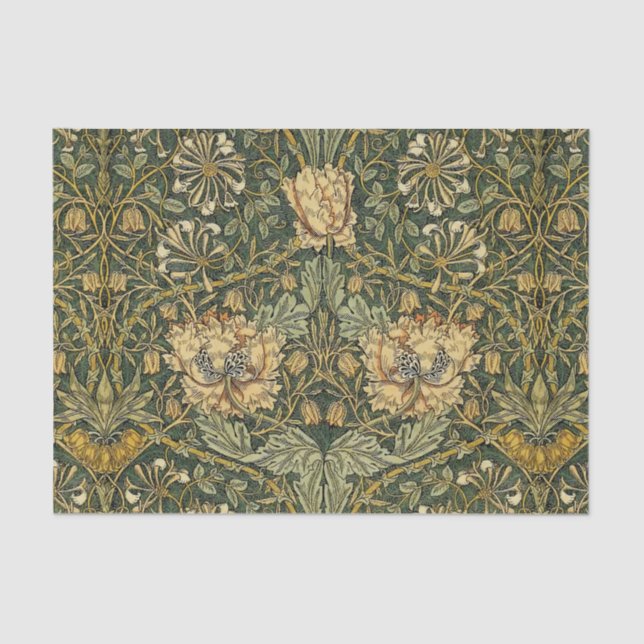 Papel De Seda William Morris Honeysuckle Green Floral (Frente )
