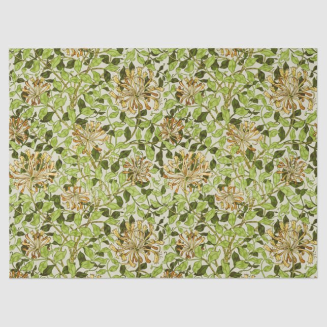 Papel De Seda William Morris Honeysuckle Green Flowers (Frente )