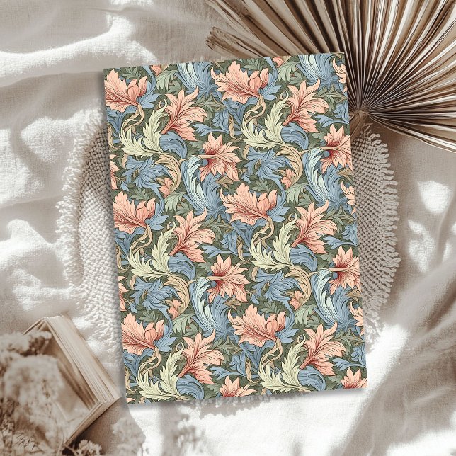 Papel De Seda William Morris inspirou a sábio azul-pastel (William Morris inspired blush pastel blue sage Tissue Paper)