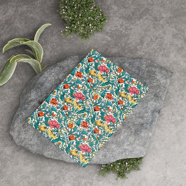 Papel De Seda William Morris inspirou azul de cobre amarelo rosa