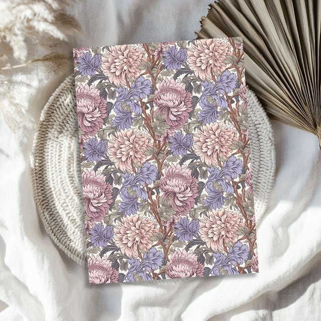 Papel De Seda William Morris inspirou roxo rosa pálido e poeiren (William Morris inspired dusty pink pale purple Tissue Paper)