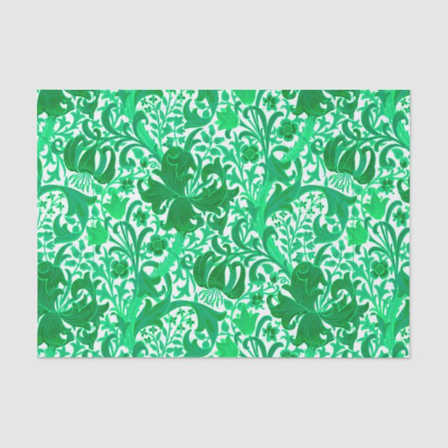 Papel De Seda William Morris Iris e Lily, Jade Green (Frente )