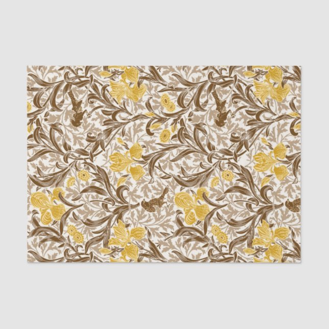 Papel De Seda William Morris Irises, Mostarda Dourada, Brown & B (Frente )