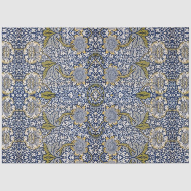 Papel De Seda William Morris Kennet Blue White Decoupage (Frente )