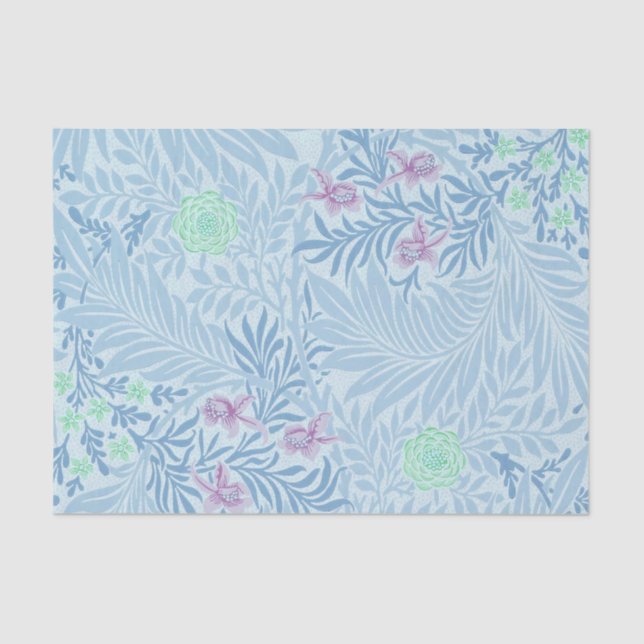 Papel De Seda William Morris - Larkspur - Flores e Folhas Azuis (Frente )