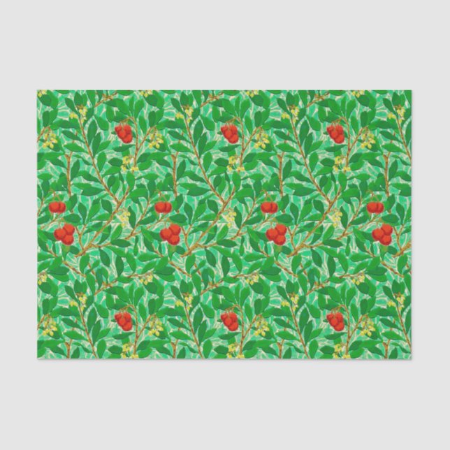 Papel De Seda William Morris Lychee Tree Pattern, Verde Claro (Frente )