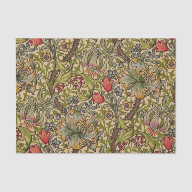 Papel De Seda William Morris Ouro Lily Antique (Frente )