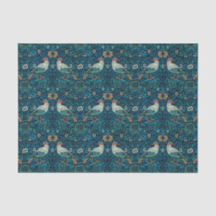 Papel De Seda William Morris - Padrão Floral de Pássaros Entrela