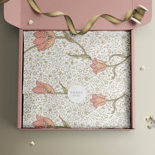 Papel De Seda William Morris Pink Dourado Vintage Floral