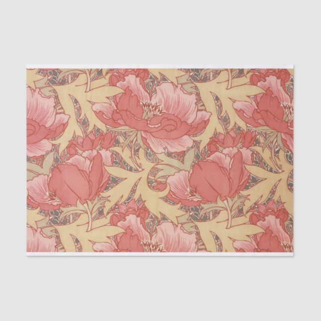 Papel De Seda William Morris Poppies Floral Art Nouveau Pattern (Frente )