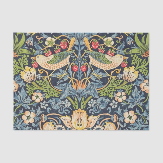 Papel De Seda William Morris Strawberry Thief Padrão Floral (Frente )