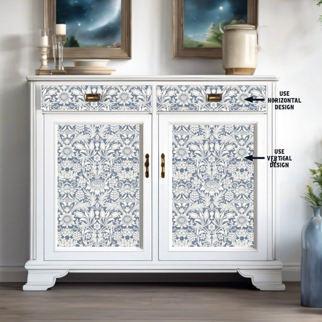 Papel De Seda William Morris Sunflower Blue e White Decoupage (Criador carregado)