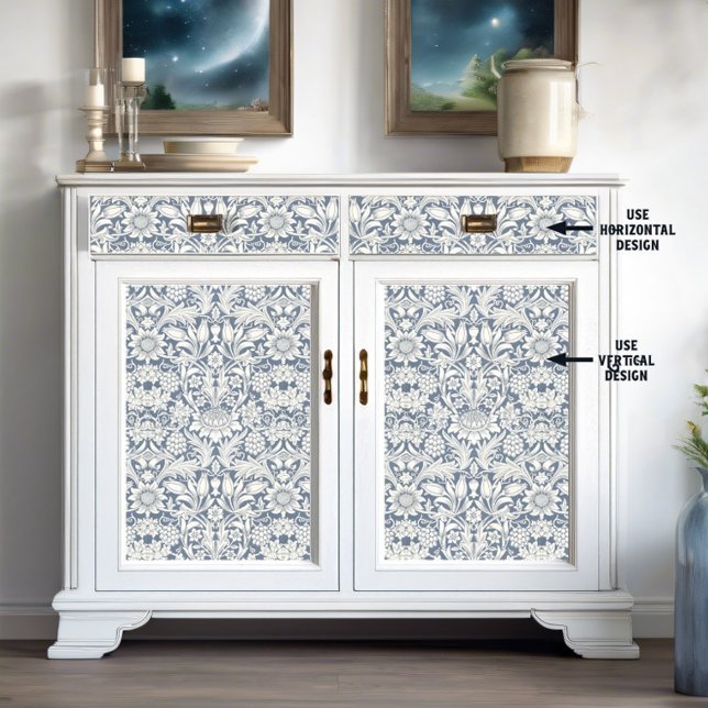 Papel De Seda William Morris Sunflower Blue e White Decoupage (Criador carregado)