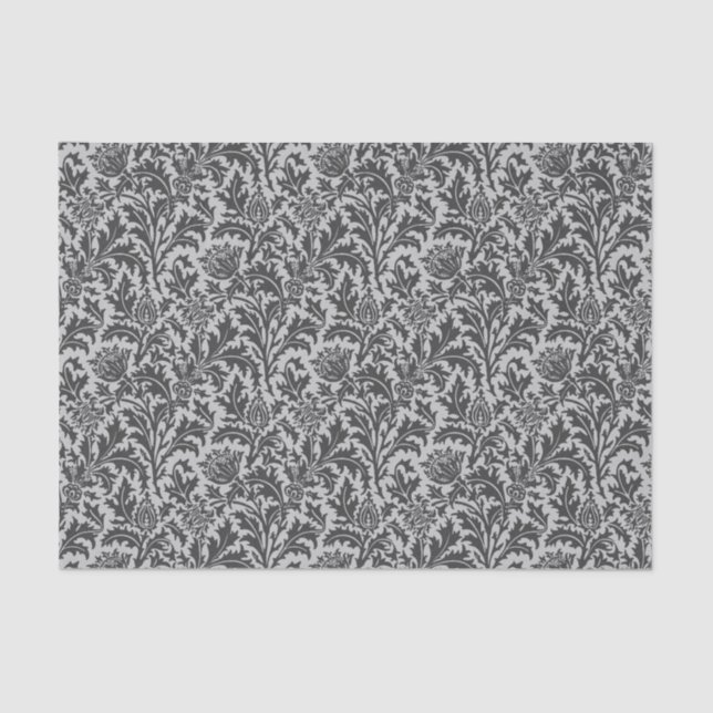 Papel De Seda William Morris Thistle Damask, Cinza de Prata / Ci (Frente )