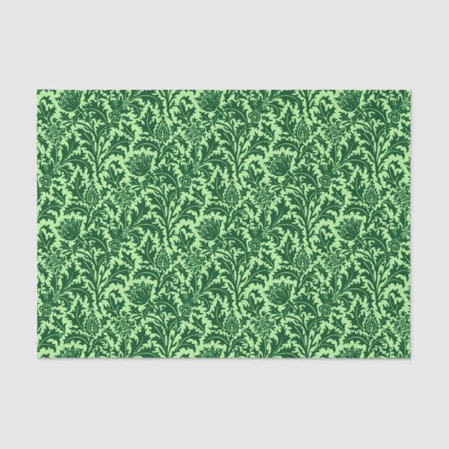 Papel De Seda William Morris Thistle Damask, Emerald Green (Frente )