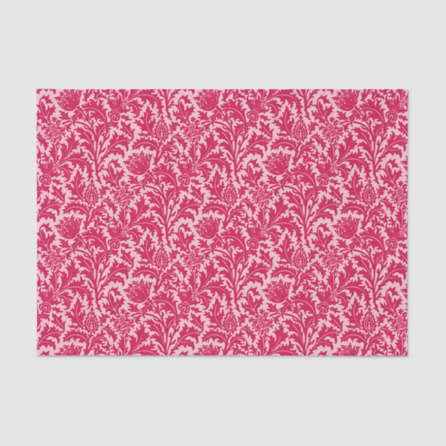 Papel De Seda William Morris Thistle Damask, Fuchsia Pink (Frente )