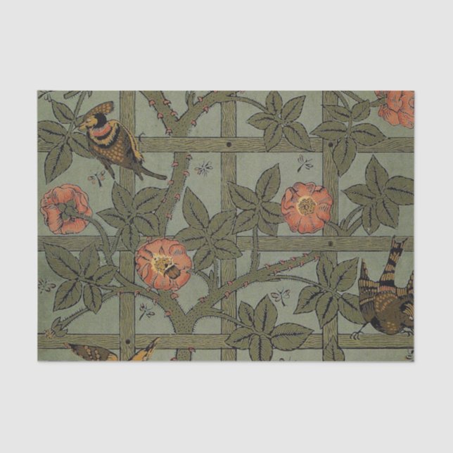 Papel De Seda William Morris Trellis Wallpaper Art (Frente )